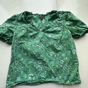 J. Crew Green Floral Women's Top